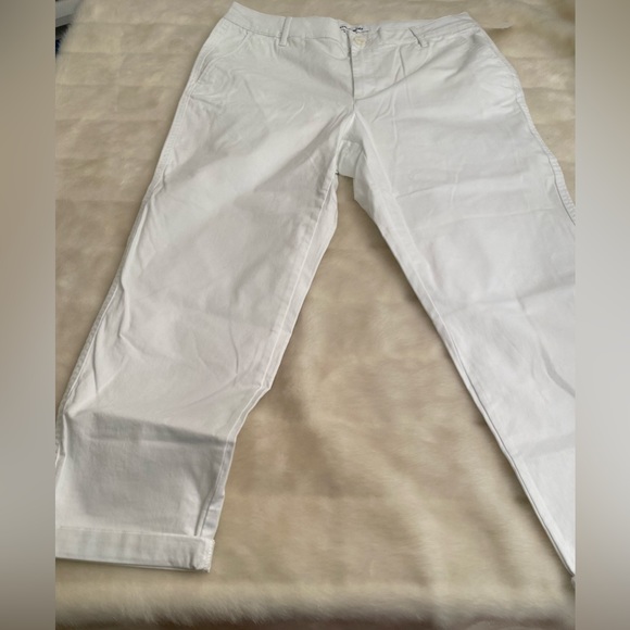 White Lightweight Cropped Cuffed Pants - Picture 2 of 5